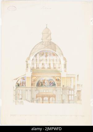 Salzenberg Wilhelm (1803-1887), Petrikirche à Berlin (1844) : section longitudinale. Tusche aquarelle sur papier, 64,7 x 48,1 cm (y compris les bords de numérisation) Salzenberg Wilhelm (1803-1887): Petrikirche, Berlin Banque D'Images