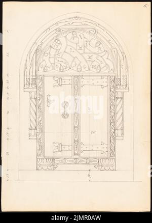 Lehmmübner Paul (1855-1916), Rathaus à Goslar (1903) : vue sur une porte sculptée et une miche en pierre. Crayon sur la boîte, 35,1 x 25,2 cm (y compris les bords du scan) Lehmgrübner Paul (1855-1916): Rathaus, Goslar Banque D'Images