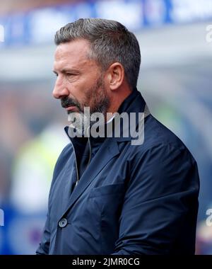 Derek McInnes, directeur de Kilmarnock, regarde pendant le match cinch Premiership au stade Ibrox, à Glasgow. Date de la photo: Samedi 6 août 2022. Banque D'Images