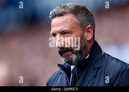 Derek McInnes, responsable de Kilmarnock, regarde pendant le match de Cinch Premiership au stade Ibrox, à Glasgow. Date de la photo: Samedi 6 août 2022. Banque D'Images