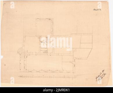 Lehmmübner Paul (1855-1916), Rathaus in Goslar (06,1895): Grundriss sol 1: 100. Rupture légère sur papier, 41,1 x 53,3 cm (y compris les bords de numérisation) Lehmgrübner Paul (1855-1916): Rathaus, Goslar Banque D'Images