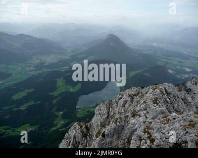 Wilauersteig via ferrata, montagne Scheffauer, Tyrol, Autriche Banque D'Images