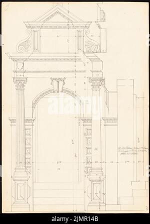 Lehmgrübner Paul (1855-1916), hôtel de ville de Hannoversch Münden (1898) : frontière du portail. Crayon sur carton, 50,5 x 35,6 cm (y compris les bords de balayage) Lehmgrübner Paul (1855-1916): Rathaus, Hann. Münden Banque D'Images