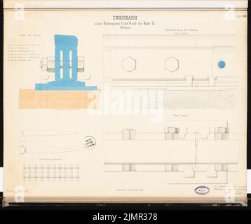 Prêté Alfred (1836-1915), système de haut fourneau avec un chemin de fer de raccordement. Concours Schinkel 1863 (1863): Rail: Plan d'étage, détails. Tuche aquarelle sur la boîte, 53,1 x 63,4 cm (y compris les bords de balayage) Lent Alfred (1836-1915): Hochofenanlage mit Verbindungsbahn. Schinkelwettbewerb 1863 Banque D'Images