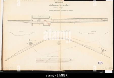 Prêté Alfred (1836-1915), système de haut fourneau avec un chemin de fer de raccordement. Concours Schinkel 1863 (1863): 3 plans de site systèmes de piste 1: 1250; barre d'échelle. Encre sur carton, 60,6 x 94 cm (y compris les bords de balayage) Lent Alfred (1836-1915): Hochofenanlage mit Verbindungsbahn. Schinkelwettbewerb 1863 Banque D'Images