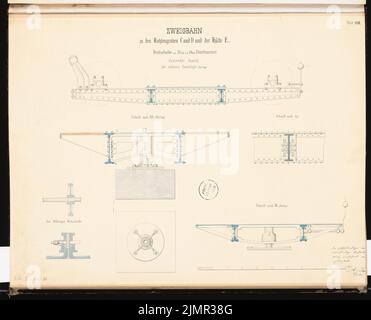 Prêté Alfred (1836-1915), système de haut fourneau avec un chemin de fer de raccordement. Concours Schinkel 1863 (1863): Plateau tournant: Coupes différentes, détails; barre d'échelle. Tuche aquarelle sur la boîte, 51,8 x 64,1 cm (y compris les bords de balayage) Lent Alfred (1836-1915): Hochofenanlage mit Verbindungsbahn. Schinkelwettbewerb 1863 Banque D'Images