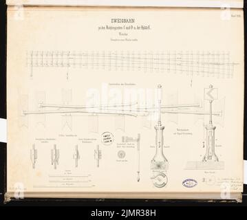 Prêté Alfred (1836-1915), système de haut fourneau avec un chemin de fer de raccordement. Concours Schinkel 1863 (1863): Weicke: Plan d'étage, détails; 3 bandes d'échelle. Encre sur carton, 53,6 x 64,3 cm (y compris les bords de balayage) Lent Alfred (1836-1915): Hochofenanlage mit Verbindungsbahn. Schinkelwettbewerb 1863 Banque D'Images