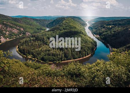 Boucle Saar vue spectaculaire sur la vallée de la rivière Saar Banque D'Images