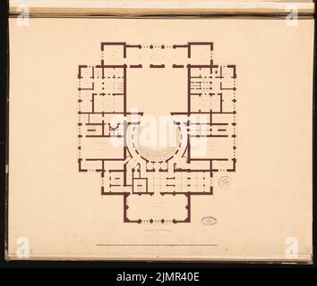 Emmerich Julius (1834-1917), Théâtre de Berlin. Concours Schinkel 1861 (1861): Plan d'étage de rang 1st; barre d'échelle. Tuche aquarelle sur la boîte, 68,1 x 80,4 cm (y compris les bords de balayage) Emmerich Julius (1834-1917): Théâtre, Berlin. Schinkelwettbewerb 1861 Banque D'Images