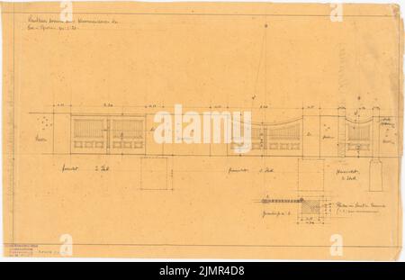 Barth Erwin (1880-1933), Lindenhof bureau de pays à Warnsdorf près de Travemünde (1910-1910): Voir 3 variantes de grille avec le nombre spécifié de pièces, 1 parties en moyenne 1:20, toutes avec les dimensions et les références de conception, et crayon sur transparent, 38 , 4 x 59,4 cm (y compris les bords de balayage) Barth Erwin (1880-1933): Landz Lindsithof, Warnsdorf Banque D'Images