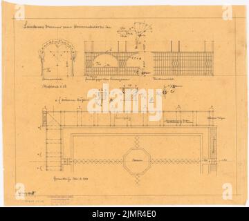 Barth Erwin (1880-1933), Lindenhof bureau de pays à Warnsdorf près de Travemünde (21.03.1911): Partie de l'arcade autour du rosenhof de la place de pays dans le plan d'étage 1: 100, 1 moyenne et 2 vues partielles de l'arcade ainsi que 1 autres travaux. Crayon sur transparent, 38,5 x 46,2 cm (y compris les bords de balayage) Barth Erwin (1880-1933): Landsitz Lindenhof, Warnsdorf Banque D'Images