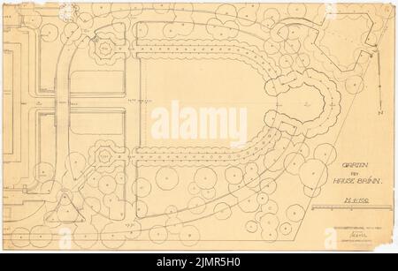 Barth Erwin (1880-1933), jardin à Brinn à Berlin-Charlottenburg (11,1921): Plan d'étage de la zone de jardin ouest 1: 100, échelle bar. Encre et crayon sur transparent, 63,8 x 100,2 cm (y compris les bords de balayage) Barth Erwin (1880-1933): Garten am Hause Brinn, Berlin-Charlottenburg Banque D'Images