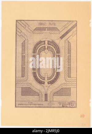 Barth Erwin (1880-1933), Scholzplatz (Masurenallee) à Berlin-Charlottenburg (04,1919) : Plan Baseroom du système avec le tram tour 1: 500, échelle bar. Rupture légère sur carton, 61,7 x 44,4 cm (y compris les bords de balayage) Barth Erwin (1880-1933): Scholzplatz (Masurenallee), Berlin-Charlottenburg Banque D'Images