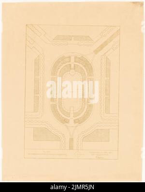 Barth Erwin (1880-1933), Scholzplatz (Masurenallee) à Berlin-Charlottenburg (04,1919) : Plan Baseroom du système avec le tram tour 1: 500, échelle bar. Rupture légère sur carton, 56,1 x 44,8 cm (y compris les bords de balayage) Barth Erwin (1880-1933): Scholzplatz (Masurenallee), Berlin-Charlottenburg Banque D'Images