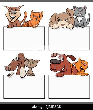 Ensemble de cartes vierges pour chats et chiens Banque D'Images