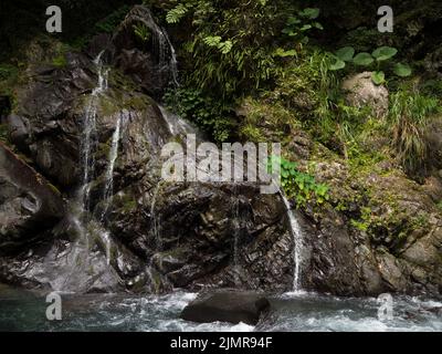Petite cascade qui coule dans le ruisseau à Wulai, Taipei Banque D'Images