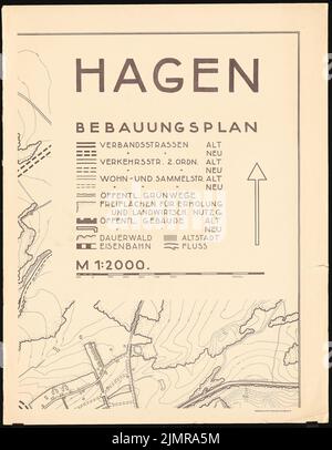 Jansen Hermann (1869-1945), Plan de développement Hagen (07/27/1932): Baustufenplan Stadt Hagen 1: 2000 partie D. rupture légère sur carton, 136,1 x 105,8 cm (y compris les bords de balayage) Jansen Hermann (1869-1945): Hagen Bebauungsplan Banque D'Images