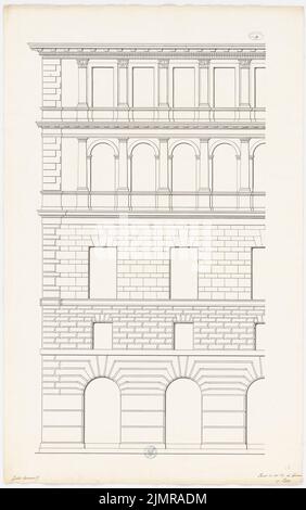 Messow Eduard, Haus an der via del Governo à Rome (Giulio Romano?) (Sans DAT.) : vue de façade. Encre sur papier, 102,3 x 64,1 cm (y compris les bords de numérisation) Messow Eduard : Haus an der via del Governo, ROM (Giulio Romano?) Banque D'Images