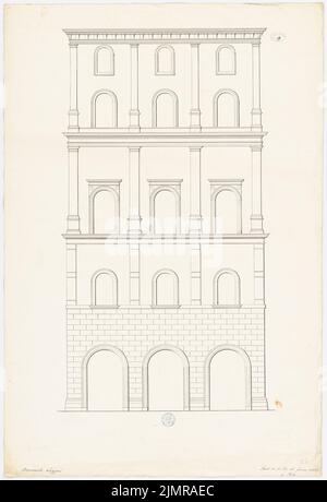 Messow Eduard, Haus an der via del Governo Vecchio à Rome (Donato Bramante) (sans dat.): Vue de façade. Encre sur papier, 97,8 x 66,6 cm (y compris les bords de numérisation) Messow Eduard : Haus an der via del Governo Vecchio, ROM (Donato Bramante) Banque D'Images