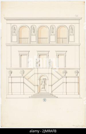 Messow Eduard, Haus an der via San Giovanni di Laterano à Rome (sans dat.): Vue de façade. Tuche aquarelle sur papier, 98 x 66,2 cm (y compris les bords de numérisation) Messow Eduard : Haus an der via di San Giovanni di Laterano, ROM Banque D'Images