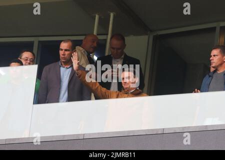 SÃO PAULO, SP - 07.08.2022: PALMEIRAS X GOIAS - le président Jair Bolsonaro assiste à Allianz Parque pour assister au match entre Palmeiras et Goias ce dimanche après-midi (7) pour le championnat brésilien. (Photo: Yuri Murakami/Fotoarena) Banque D'Images