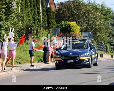 Cracovie, Pologne - 5 août 2022: Tour de Bologne UCI – Tour du monde, étape 7 Skawina - Cracovie. Le plus grand événement cycliste d'Europe de l'est. Banque D'Images