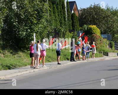 Cracovie, Pologne - 5 août 2022: Tour de Bologne UCI – Tour du monde, étape 7 Skawina - Cracovie. Le plus grand événement cycliste d'Europe de l'est. Banque D'Images