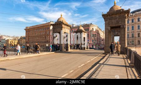 Saint-Pétersbourg Russie pont Lomonosov Banque D'Images