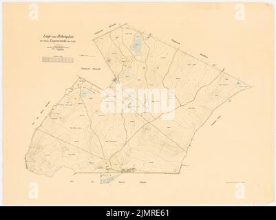 Jansen Hermann (1869-1945), plan de développement de la propriété Lagiewnicki près de Lodz (1913): Plan d'emplacement et de hauteur 1: 3000 (sous le n° Inv 20684). Tusche aquarelle sur pression sur papier, 60,9 x 81,4 cm (y compris les bords de numérisation) Jansen Hermann (1869-1945): Bebauungsplan des chutes Lagiewnicki, Lodz Banque D'Images
