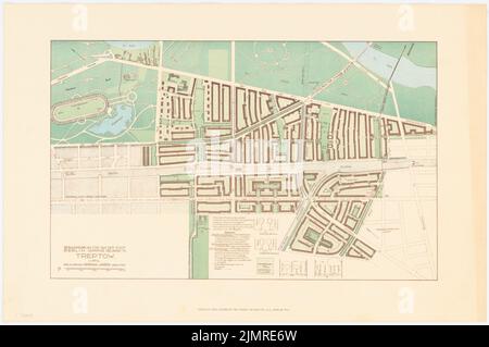 Jansen Hermann (1869-1945), plan de développement pour Berlin-Treptow (02,1914) : plan Grund et plan du site, profils des rues. Pression sur papier, 32,4 x 48,9 cm (y compris les bords de balayage) Jansen Hermann (1869-1945): Bebauungsplan Berlin-Treptow Banque D'Images