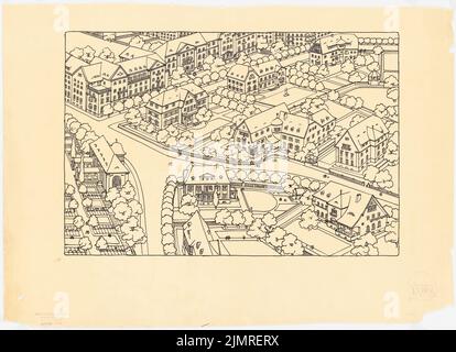 Jansen Hermann (1869-1945), plan de développement Schöneberger Südände, Berlin (1910-1910): Perspective (spectacle d'oiseaux). Encre sur transparent, 50,6 x 70 cm (y compris les bords de balayage) Jansen Hermann (1869-1945): Bebauungsplan Schöneberger Südgelände, Berlin Banque D'Images