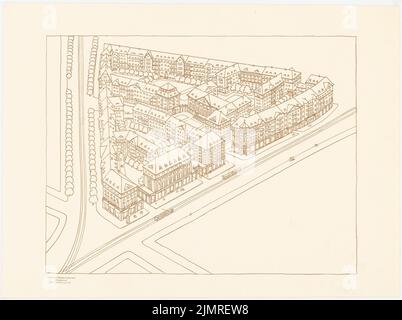 Jansen Hermann (1869-1945), plan de développement Schöneberger Südände, Berlin (15 décembre 1910): Vue perspective (spectacle d'oiseaux) (impression par Inv.No 20585). Pression sur carton, 41,4 x 55,4 cm (y compris les bords de balayage) Jansen Hermann (1869-1945): Bebauungsplan Schöneberger Südgelände, Berlin Banque D'Images