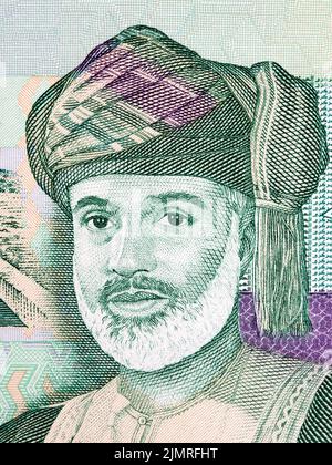 Le Sultan Qaboos bin Said Al Said portrait d'Oman argent Banque D'Images