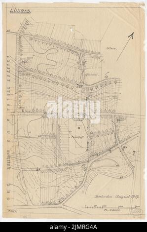 Jansen Hermann (1869-1945), plan de développement partiel pour Lübars, Berlin-Reinickendorf (08,1919): Département 1: 2000. Crayon sur transparent, 67,1 x 44,5 cm (y compris les bords de balayage) Jansen Hermann (1869-1945): Teilbebauungsplan für Lübars, Berlin-Reinickendorf Banque D'Images