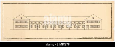 Jansen Hermann (1869-1945), maisons modèles pour petits établissements (1922): Vue de face 1: 100. Encre sur transparent, 26,8 x 72,8 cm (y compris les bords de balayage) Jansen Hermann (1869-1945): Musterhäuser für Kleinsiedlungen Banque D'Images