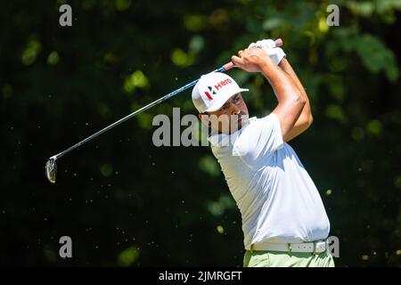 Greensboro, Caroline du Nord, États-Unis. 7 août 2022: Airban Lahiri est à deux au cours de la dernière manche du championnat Wyndham 2022 au Sedgefield Country Club de Greensboro, NC. Scott Kinser/CSM Credit: CAL Sport Media/Alay Live News Banque D'Images