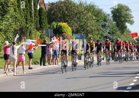 Cracovie, Pologne - 5 août 2022: Tour de Bologne UCI – Tour du monde, étape 7 Skawina - Cracovie. Le plus grand événement cycliste d'Europe de l'est. Banque D'Images