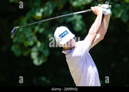 Greensboro, Caroline du Nord, États-Unis. 7 août 2022: Taylor Moore est à deux au cours de la dernière manche du championnat Wyndham 2022 au Sedgefield Country Club de Greensboro, NC. Scott Kinser/CSM Credit: CAL Sport Media/Alay Live News Banque D'Images