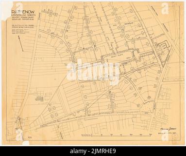 Jansen Hermann (1869-1945), plan de développement Kleinsiedlung Norden, Rathenow (02.04.1921) : Département 1 : 1000. Encre sur transparent, 73,9 x 94,2 cm (y compris les bords de balayage) Jansen Hermann (1869-1945): Bebauungsplan Kleinsiedlung Norden, Rathenow Banque D'Images