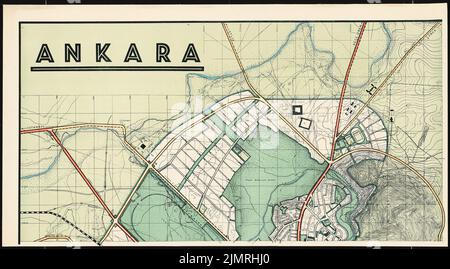 Jansen Hermann (1869-1945), plan de développement total Ankara (06.05.1932): Plan de base 1: 4000. Pression sur papier, 68 x 122,9 cm (y compris les bords de balayage) Jansen Hermann (1869-1945): Gesamtbebauungsplan Ankara Banque D'Images