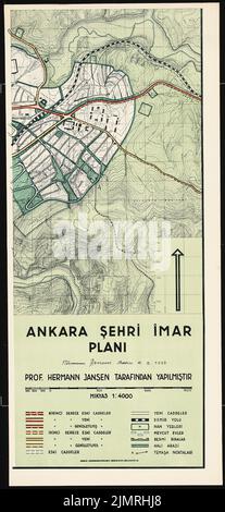 Jansen Hermann (1869-1945), plan de développement total Ankara (06.05.1932): Plan de base 1: 4000. Impression sur papier, 128,5 x 59,2 cm (y compris les bords de numérisation) Jansen Hermann (1869-1945): Gesamtbebauungsplan Ankara Banque D'Images