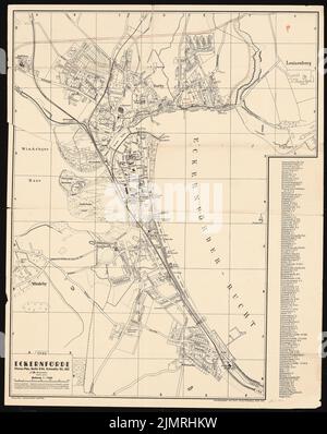 Jansen Hermann (1869-1945), plan de développement Eckernförde (02/10/1940): Plan de la ville d'Eckernförde avec dessins colorés pour l'utilisation des terres. Crayon de couleur sur pression sur papier, 61,1 x 48,5 cm (y compris les bords de balayage) Jansen Hermann (1869-1945): Bebauungsplan Eckernförde Banque D'Images