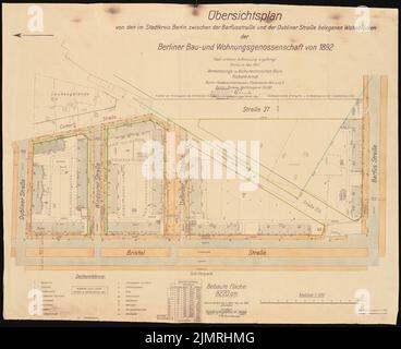 Taut Bruno (1880-1938), colonie Schillerpark à Berlin-Wedding (1924-1930): Plan général 1: 500. Pause lumière avec dessin, aquarelle, 73 x 89,5 cm (y compris les bords de balayage) Taut Bruno (1880-1938): Siedlung Schillerpark, Berlin-Wedding Banque D'Images