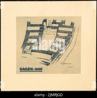 Jansen Hermann (1869-1945), Hagen-Hof (1928-1928): Perspective. Rupture légère sur le carton, 54,6 x 57,2 cm (y compris les bords de balayage) Jansen Hermann (1869-1945): Hagen-Hof Banque D'Images