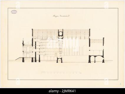 WANSTRAT A., Hoftheater à Braunschweig (1858) : section longitudinale. Tuche aquarelle sur papier, 66,4 x 93,8 cm (y compris les bords de balayage) Wanstrat A. : Hoftheater, Braunschweig Banque D'Images