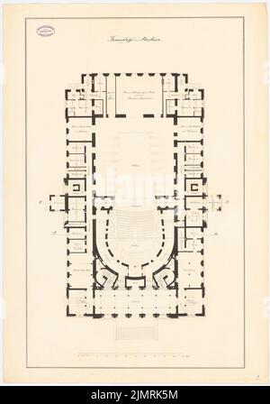 WANSTRAT A., Hoftheater à Braunschweig (1858): Parquet. Encre sur papier, 96,1 x 67,4 cm (y compris les bords de balayage) Wanstrat A. : Hoftheater, Braunschweig Banque D'Images