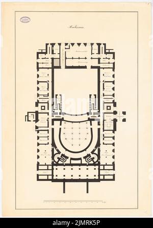 WANSTRAT A., Hoftheater à Braunschweig (1858): Plan d'étage KG. Encre sur papier, 96,2 x 67,8 cm (y compris les bords de balayage) Wanstrat A. : Hoftheater, Braunschweig Banque D'Images