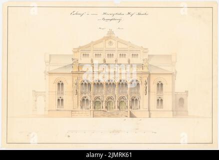 WANSTRAT A., Hoftheater à Braunschweig (1858) : vue de face. Tuche aquarelle sur papier, 62,9 x 91,8 cm (y compris les bords de balayage) Wanstrat A. : Hoftheater, Braunschweig Banque D'Images