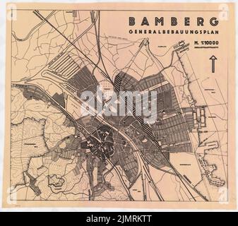 Jansen Hermann (1869-1945), plan de développement de Bamberg (1929-1929) : plan de zone et de circulation 1 : 10000. Tusche sur une cassure sur transparent, 62,7 x 70,4 cm (y compris les bords de balayage) Jansen Hermann (1869-1945): Bebauungsplan Bamberg Banque D'Images