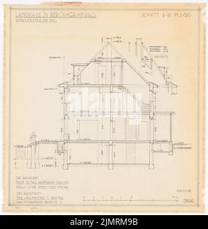 Jansen Hermann (1869-1945), Haus Jansen à Berlin-Grunewald (12.08.1935): Section 1:50. Encre, crayon sur transparent, 46,6 x 45,1 cm (y compris les bords de balayage) Jansen Hermann (1869-1945): Haus Jansen, Berlin-Grunewald Banque D'Images